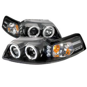 99-04 FORD MUSTANG HALO LED PROJECTOR BLACK Spec D LED Halo Projector Headlights (Black)