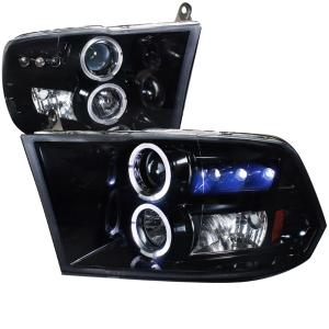 09-12 DODGE RAM HALO LED PROJECTOR HEADLIGHT GLOSS BLACK HOUSING SMOKE LENS Spec D LED Halo Projector Headlights (Glossed Black/Smoke)