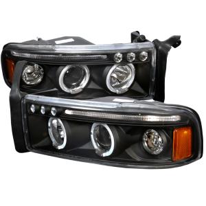 94-01 DODGE RAM HALO LED PROJECTOR BLACK Spec D LED Halo Projector Headlights (Black)