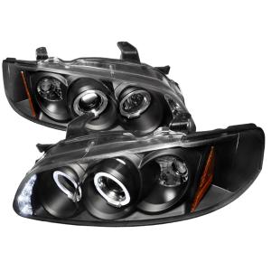 00-03 NISSAN SENTRA HALO LED PROJECTOR BLACK Spec D LED Halo Projector Headlights (Black)