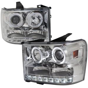 07-12 GMC SIERRA PROJECTOR HEADLIGHT CHROME HOUSING Spec D Projector Headlights - Dual Halo LED, Chrome Color