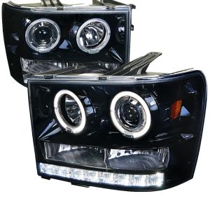 07-12 GMC SIERRA PROJECTOR HEADLIGHT GLOSS BLACK HOUSING WITH SMOKED LENS Spec D Projector Headlights (Glossed Black/Smoke)