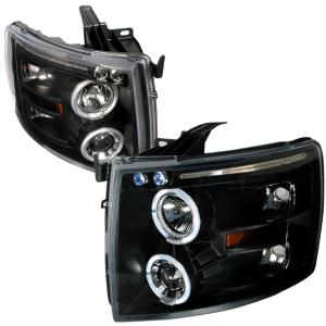 07-10 Chevrolet SILVERADO HALO LED PROJECTOR BLACK Spec D LED Halo Projector Headlights (Black)