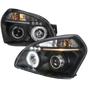 04-07 HYUNDAI TUCSON HALO LED PROJECTOR BLACK Spec D Projector Headlights - Halo, Black Color