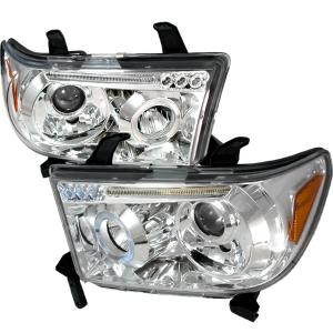 07-11 TOYOTA TUNDRA HALO LED PROJECTOR CHROME Spec D LED Halo Projector Headlights (Chrome)