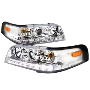 98-11 FORD CROWN VICTORIA PROJECTOR HEADLIGHT CHROME HOUSING Spec D Projector Headlights - 1PC SMD LED, Chrome Color