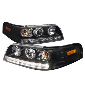 98-11 FORD CROWN VICTORIA PROJECTOR HEADLIGHT BLACK HOUSING Spec D Projector Headlights - SMD LED 1PC, Black Color