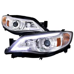 08-11 Impreza, 08-11 Impreza Outback Sport, 08-14 Impreza WRX (Halogen Models Only) Spec D Projector Headlights - LED DRL, Chrome Color