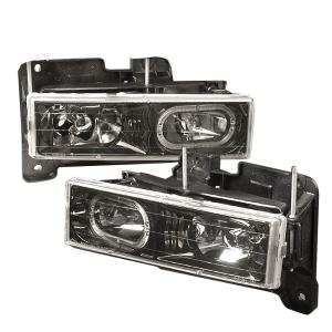 88-98 Chevrolet C10 CRYSTAL HOUSING HEADLIGHTS BLACK Spec D Crystal Euro Headlights (Black)