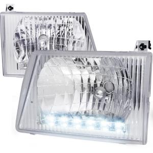 92-06 FORD ECONOLINE EURO HEADLIGHT CHROME HOUSING WITH LED Spec D LED Euro Headlights (Chrome)