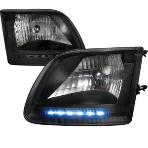 97-03 FORD F150 LED EURO HEADLIGHTS BLACK Spec D Euro Headlights (Chrome)