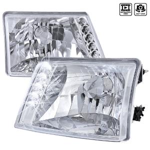 98-00 FORD RANGER CRYSTAL HOUSING HEADLIGHTS CHROME Spec D Crystal Euro Headlights (Chrome)