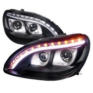 98-06 MERCEDES W220 PROJECTOR HEADLIGHT BLACK HOUSING Spec D Projector Headlights - Drl LED, Black Color