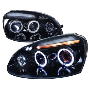 06-08 VOLKSWAGEN GOLF PROJECTOR HEADLIGHT GLOSS BLACK HOUSING SMOKE LENS ALSO FITS GTI Spec D Projector Headlights (Glossed Black/Smoke)