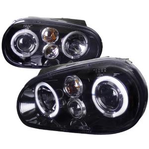 99-03 VOLKSWAGEN GOLF PROJECTOR HEADLIGHT GLOSS BLACK HOUSING SMOKE LENS Spec D Projector Headlights (Glossed Black/Smoke)