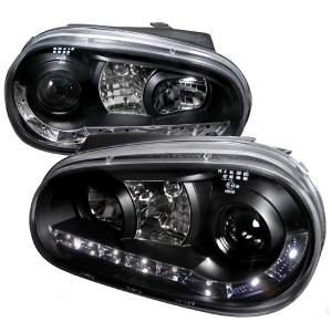 99-05 VOLKSWAGEN GOLF R8 STYLE HALO LED PROJECTOR BLACK Spec D R8 Style LED Halo Projector Headlights (Black)