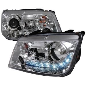 99-04 VOLKSWAGEN JETTA R8 STYLE HALO LED PROJECTOR CHROME Spec D R8 Style LED Halo Projector Headlights (Chrome)