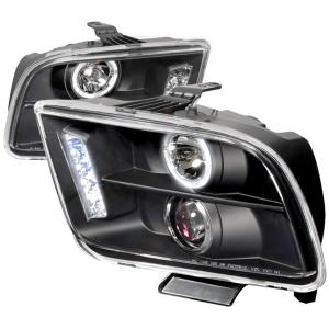 05-09 FORD MUSTANG HALO LED PROJECTOR BLACK Spec D LED Halo Projector Headlights (Black)