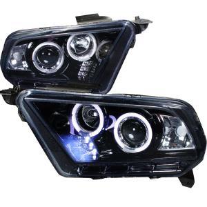 10-14 Ford Mustang (Projector Headlight Gloss Black Housing Smoke Lens Halogen Model Only) Spec D Halo Projector Headlights (Glossed Black/Smoke)