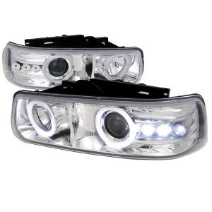 99-02 Chevrolet SILVERADO PROJECTOR HEADLIGHT CHROME HOUSING, 00-06 Chevrolet SUBURBAN PROJECTOR HEADLIGHT CHROME HOUSING, 00-06 Chevrolet TAHOE PROJECTOR HEADLIGHT CHROME HOUSING Spec D Projector Headlights (Chrome)