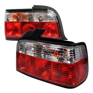 92-98 BMW E36 3 SERIES TAIL LIGHTS RED CLEAR 4 DOOR Spec D Tail Lights - Red Color