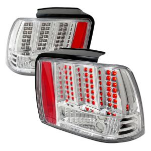 99-04 FORD MUSTANG LED TAIL LIGHTS CHROME Spec D LED Tail Lights (Chrome/Clear)