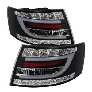 05-08 Audi A6 4Dr (Does not fit Quattro) Spyder Tail Lights - Black, Light Bar LED