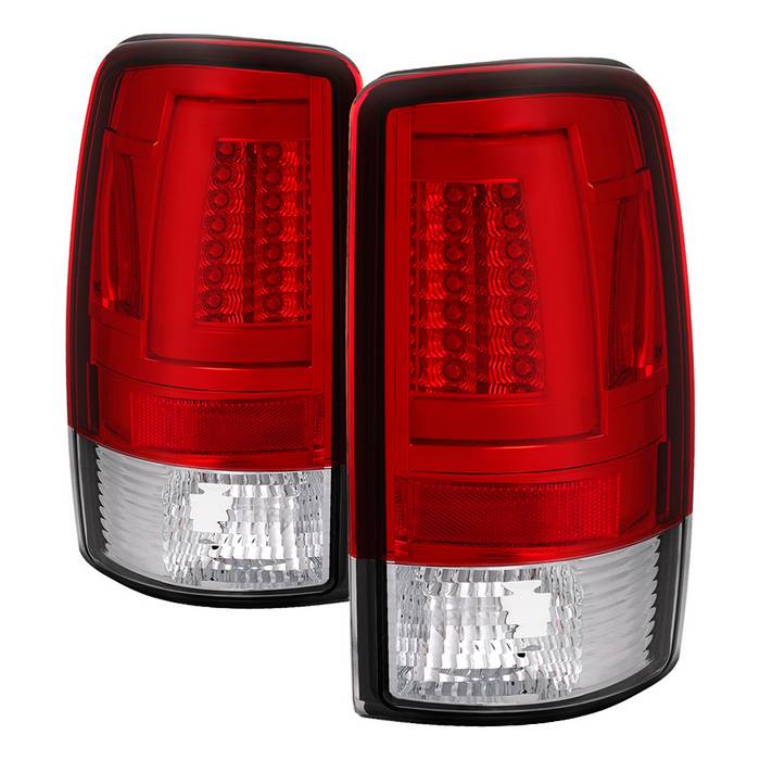    Chevy Suburban/Tahoe 1500/2500 00-06 / GMC Yukon/Yukon XL 00-06 / GMC Yukon Denali/Denali XL 01-06  Lift Gate Style Only  Version 2 Light Bar LED Tail Lights - Red Clear Spyder Auto Tail Lights