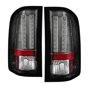 07-14 GMC Sierra 3500HD Dually Models ( 2010 Model With Single Reverse Socket 3047 Bulb ), 07-14 Chevrolet Silverado (1500/2500HD/3500HD) Spyder LED Tail Lights - Black