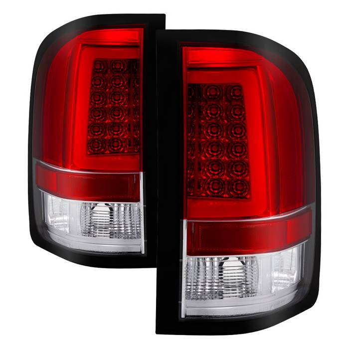    Chevy Silverado 07-13  Does Not Fit 2010 Model With Dual Reverse Socket 921 Bulb  Version 3 Light Bar LED Tail Lights - Red Clear Spyder Auto Tail Lights