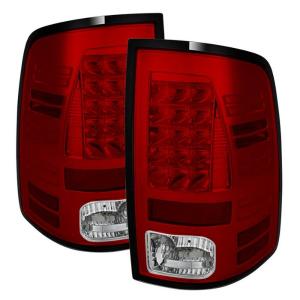 13-14 Dodge Ram Spyder LED Tail Lights, Red Clear