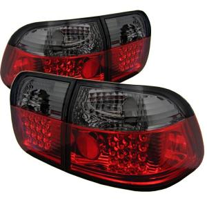 96-98 Honda Civic (4Dr) Spyder LED Tail Lights - Red/Smoke