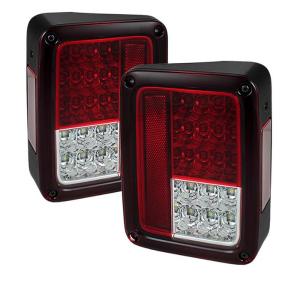 07-16 Jeep Wrangler Spyder LED Tail Lights - Red Clear