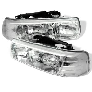 99-02 Chevrolet Silverado (1500/2500), 00-06 Chevrolet Tahoe, 01-02 Chevrolet Silverado, 00-06 Chevrolet Suburban (1500/2500) Spyder Crystal Headlights - Chrome 