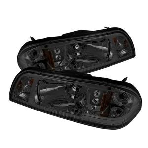 87-93 Ford Mustang Spyder 1Pc LED Crystal Headlights - Black