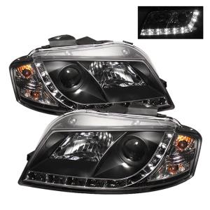 06-08 Audi A3 Spyder DRL LED Projector Headlights - Black