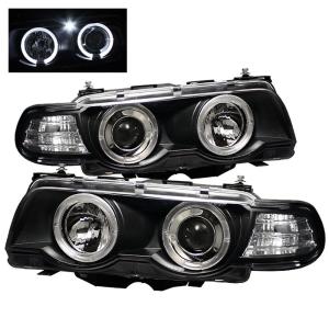 99-01 BMW 7 Series (E38) Spyder HID-Type Halo Amber Projector Headlights - Black (1 Piece)