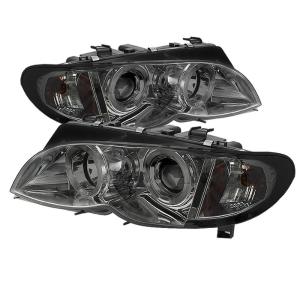 02-05 BMW 3 Series (4Dr E46) Spyder Halo Projector Headlights - 1-Piece (Smoke)