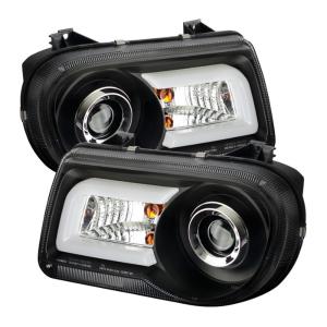 05-10 Chrysler 300 (300C) Spyder Projector Headlights - Black, LED DRL