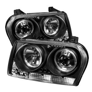 09-10 Chrysler 300 Spyder (Signal Turn Signal Bulbs) LED Halo Projector Headlights - Black