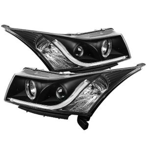 11-14 Chevrolet Cruze Spyder Projector Headlights Light Tube DRL - Black (High H1 incl Low H7 incl)