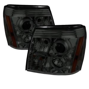 02-06 Cadillac Escalade Spyder Halo LED DRL (Daytime Running Lights) Projector Headlights - Smoke