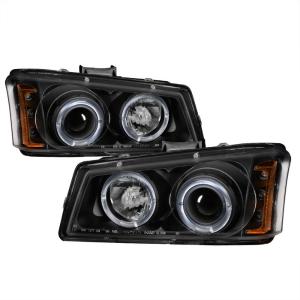 03-06 Chevrolet Silverado (1500/2500/3500), 03-07 Chevrolet Silverado, 02-06 Chevrolet Avalanche Spyder Halo Projector Headlights - Black