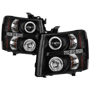 07-14 Chevrolet Silverado (1500/2500HD/3500HD) Spyder Halo LED Projector Headlights - Black