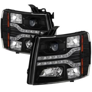 Chevy Silverado 1500 07-13 / 2500HD/3500HD 07-14 Version 2 Projector Headlights - LED DRL - Black