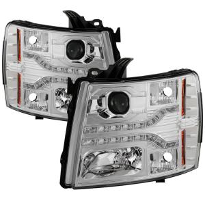 Chevy Silverado 1500 07-13 / 2500HD/3500HD 07-14 Version 2 Projector Headlights - LED DRL - Chrome