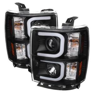 14-15 Chevrolet Silverado Spyder Projector Headlights - Black, Lights Bar DRL