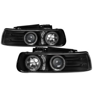 99-02 Chevrolet Silverado (1500/2500), 00-06 Chevrolet Tahoe, 01-02 Chevrolet Silverado, 00-06 Chevrolet Suburban (1500/2500) Spyder Halo LED Projector Headlights - Black