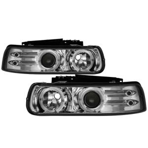 99-02 Chevrolet Silverado (1500/2500), 00-06 Chevrolet Tahoe, 01-02 Chevrolet Silverado, 00-06 Chevrolet Suburban (1500/2500) Spyder Halo LED Projector Headlights - Chrome