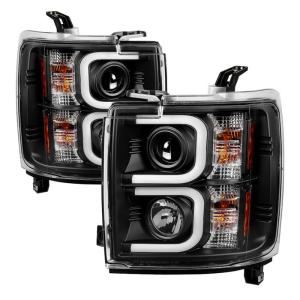 Chevy Silverado 15-16 2500/3500 HD Projector Headlights - Light Bar DRL - Black